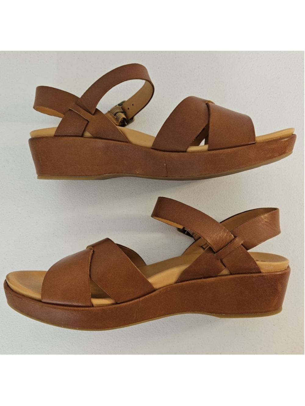 Kork-Ease Myrna 2.0 Rust Brown Leather Wedge Sandals Size 10 - Picture 6 of 12